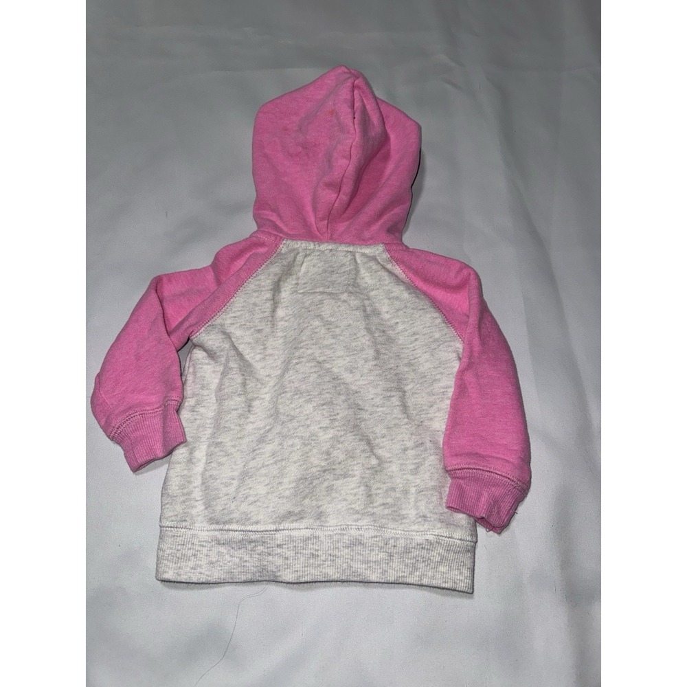OshKosh B'gosh Baby Girls Zip Hoodie Pink Gray Size 9-12 Months Logo Sweatshirt - Picture 2 of 3